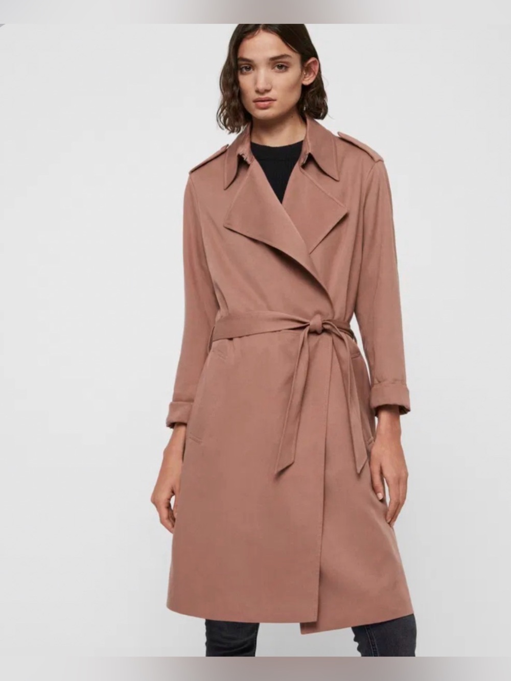 AllSaints Bexley Mac Trench Coat - Dusty Pink / Rose - Medium